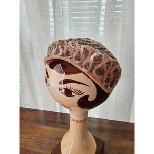 Vintage Whimsical Sequin Pillbox Hat Turban Flapper Art Deco Regency Renaissance